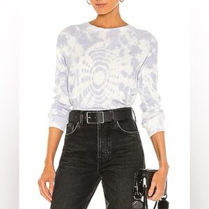 [re/done] hanes tie dye waffle knit cotton long sleeve top lilac white XS